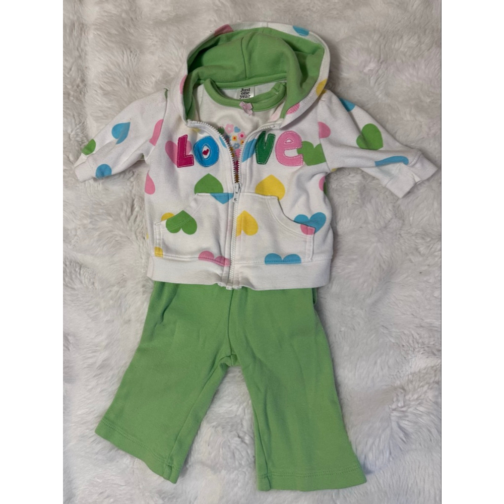 Carter’s 3M Baby Girl 3-Piece Outfit Set Hearts Hoodie Pants Bodysuit - Picture 4 of 5